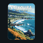 Kaikoura Neuseeland Reisen Vintag Magnet<br><div class="desc">Kaikoura retro Vektor Reise Design. Kaikoura ist eine Küstenstadt auf der Südinsel Neuseelands. Es ist bekannt für seine reichhaltige Tierwelt und die Population der Spermien.</div>