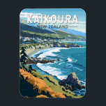 Kaikoura Neuseeland Reisen Vintag Magnet<br><div class="desc">Kaikoura retro Vektor Reise Design. Kaikoura ist eine Küstenstadt auf der Südinsel Neuseelands. Es ist bekannt für seine reichhaltige Tierwelt und die Population der Spermien.</div>