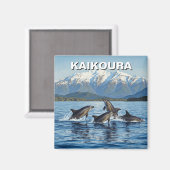 Kaikoura Neuseeländische Delphine Reise Magnet (Vorderseite/Rückseite)