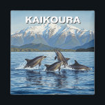 Kaikoura Neuseeländische Delphine Reise Magnet<br><div class="desc">Kaikoura, eine kleine Küstenstadt an der Ostküste der neuseeländischen Südinsel, ist bekannt für seine unglaubliche Meeresfauna und atemberaubende Naturschönheiten. Zwischen der zerklüfteten Kaikoura-Kette und dem Pazifik gelegen, bietet die Stadt einen atemberaubenden Ausblick auf die schneebedeckten Berge. Kaikouras einzigartige Unterwassergeographie, mit tiefen Schluchten, die an der Küste nah sind, schafft eine...</div>