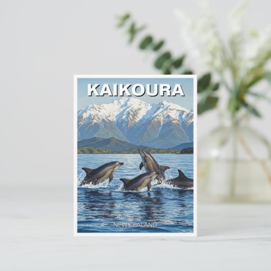 Kaikoura Neuseeländische Delphine Reise Postkarte (Stehend Vorderseite)