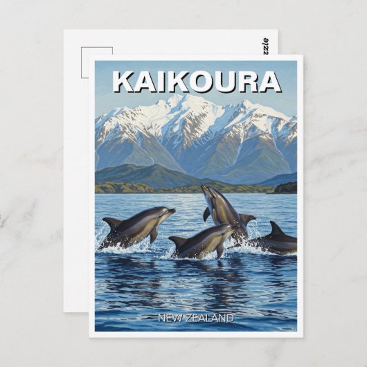 Kaikoura Neuseeländische Delphine Reise Postkarte (Vorne/Hinten)