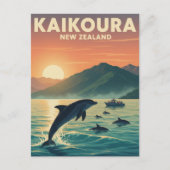 Kaikoura Neuseeländische Delphine Reise Postkarte (Vorderseite)