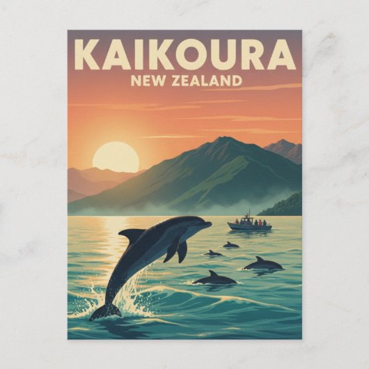 Kaikoura Neuseeländische Delphine Reise Postkarte (Vorderseite)