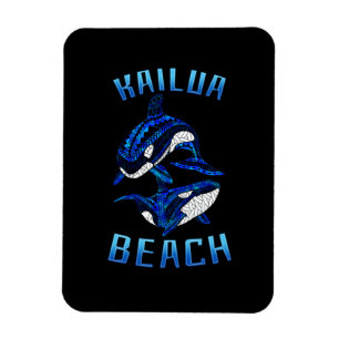 Kailau Beach Hawaii Vacation Tribal Whale Orcas Magnet