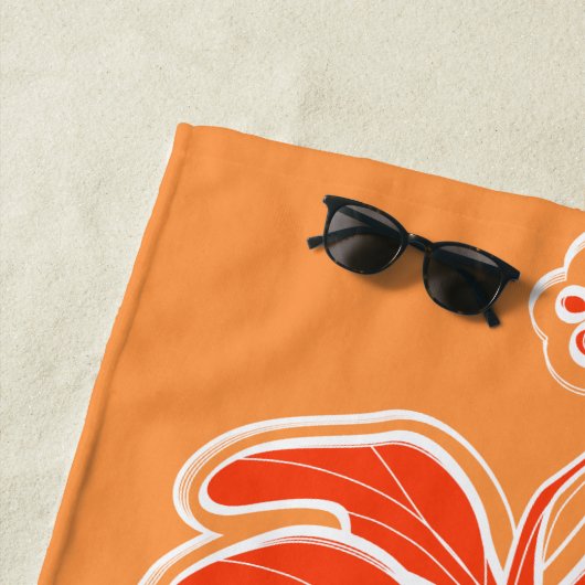 Kailua Hibiskus Hawaiian Engineered Floral-Orange Strandtuch (Beispiel)