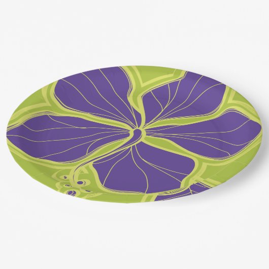 Kailua Hibiskus Hawaiian Engineered Floral Pappteller (Schrägansicht)