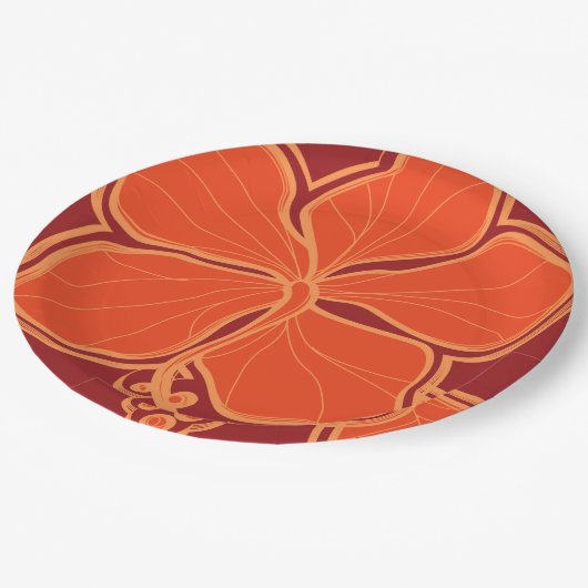 Kailua Hibiskus Hawaiian Engineered Floral Pappteller (Schrägansicht)