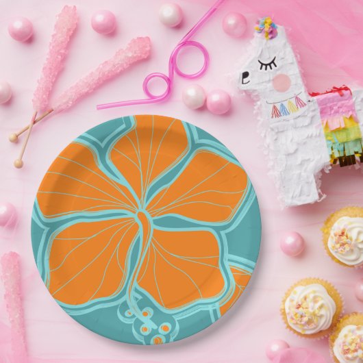 Kailua Hibiskus Hawaiian Engineered Floral Pappteller (Party)