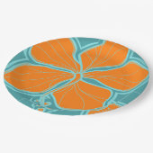 Kailua Hibiskus Hawaiian Engineered Floral Pappteller (Schrägansicht)