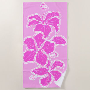 Kailua Hibiskus Hawaiian Engineered Floral - Pink Strandtuch