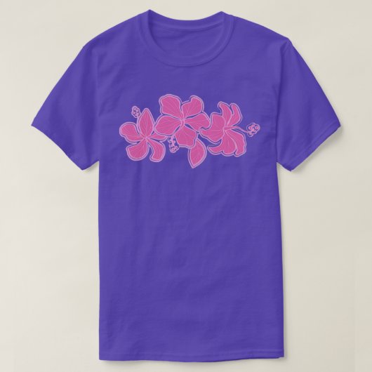 Kailua Hibiskus Hawaiian Engineered Floral Pink Te T-Shirt (Design vorne)