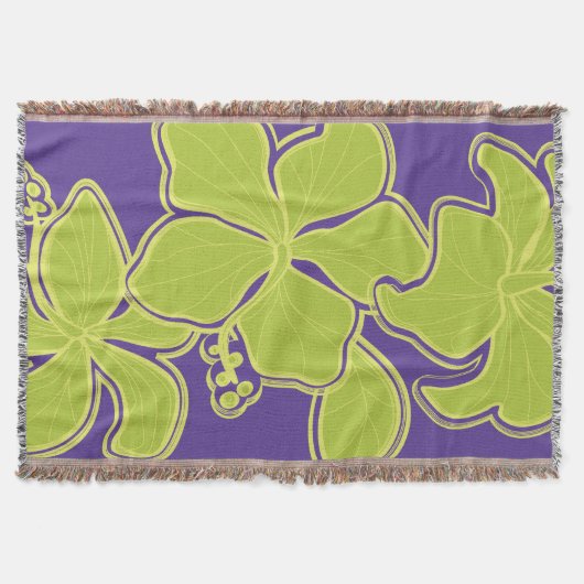 Kailua Hibiskus Hawaiian Floral Throw Blanket Decke (Vorderseite)