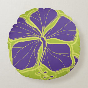 Kailua Hibiskus Hawaiian Reversible Floral Rundes Kissen