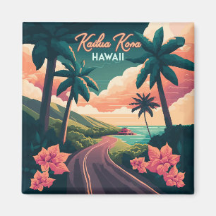 Kailua Kona Hawaii Big Island Sonnenuntergang Retr Magnet