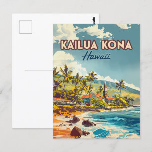 Kailua Kona Hawaii Big Island Strand Vintage Postkarte