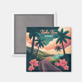 Kailua Kona Hawaii Big Island Sunset Retro Magnet (Vorderseite/Rückseite)
