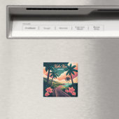 Kailua Kona Hawaii Big Island Sunset Retro Magnet (In Situ (Geschirrspüler))