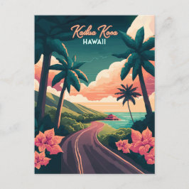 Kailua Kona Hawaii Big Island Sunset Retro Postkarte