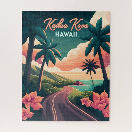 Kailua Kona Hawaii Big Island Sunset Retro Puzzle (Vertikal)