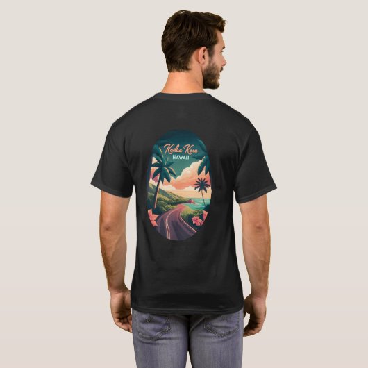 Kailua Kona Hawaii Big Island Sunset Retro T-Shirt (Schwarz voll)