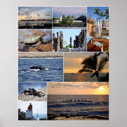 Kailua Kona Hawaii Collage 16 X 20 Poster (Vorne)