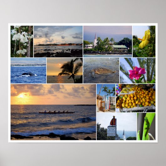 Kailua-Kona Hawaii Collage 20 x 16 Poster (Vorne)
