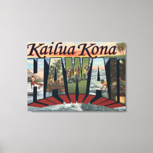 Kailua Kona, Hawaii - große Buchstabe-Szenen Leinwanddruck