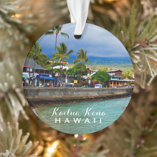 Kailua Kona Pier Hawaii 2 Foto & Text Ornament (Baum)