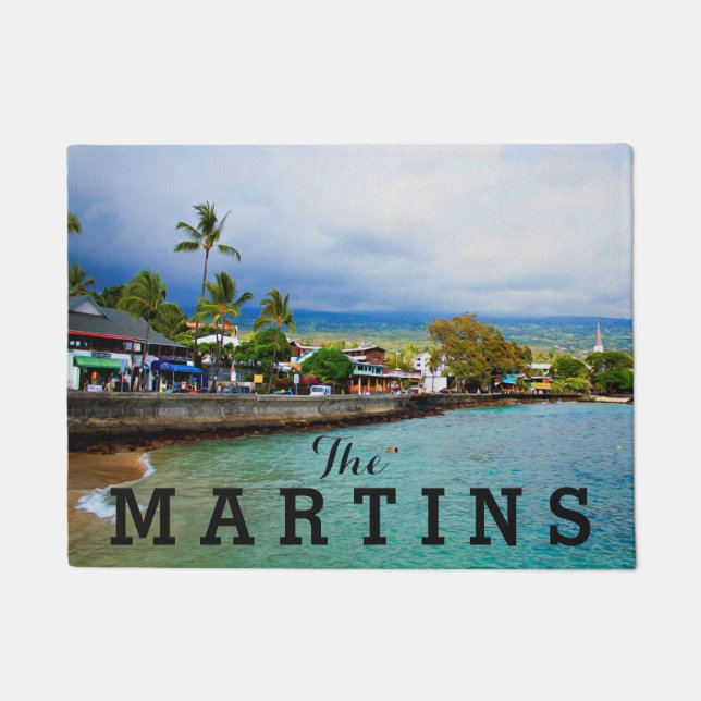 Kailua Kona Pier Hawaii Oil Paint Digital Art Fußmatte (Vorderseite)