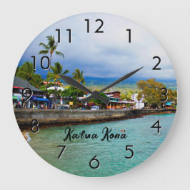 Kailua Kona Pier Hawaii Oil Paint Digital Art Große Wanduhr