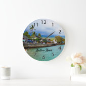 Kailua Kona Pier Hawaii Oil Paint Digital Art Große Wanduhr (Zuhause)