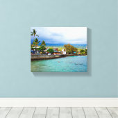 Kailua Kona Pier Hawaii Oil Paint Digital Art Leinwanddruck (Insitu (Holzboden))