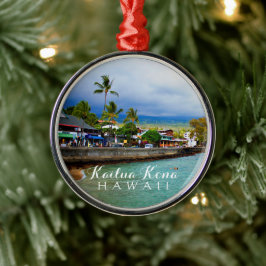 Kailua Kona Pier Hawaii Oil Paint Digital Art Silbernes Ornament