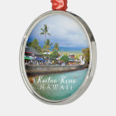 Kailua Kona Pier Hawaii Oil Paint Digital Art Silbernes Ornament (Links)