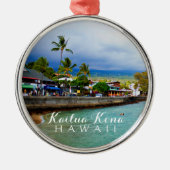 Kailua Kona Pier Hawaii Oil Paint Digital Art Silbernes Ornament (Vorne)