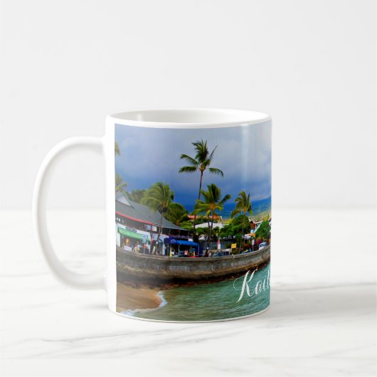 Kailua Kona Pier Hawaii Öl Paint Digital Art Kaffeetasse (Links)