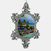 Kailua Kona Pier Hawaii Tropical Schneeflocken Zinn-Ornament (Links)