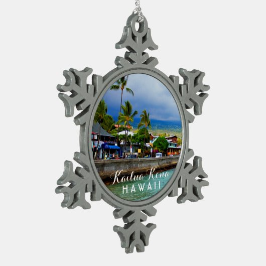 Kailua Kona Pier Hawaii Tropical Schneeflocken Zinn-Ornament (Links)