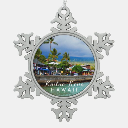 Kailua Kona Pier Hawaii Tropical Schneeflocken Zinn-Ornament (Vorderseite)
