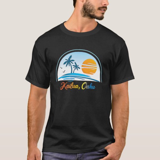 Kailua, Oahu HI Hawaii Souvenir Palm Tree Surfer G T-Shirt (Vorderseite)