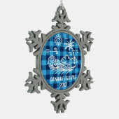 Kaimaninseln auf Blue Buffalo Karo Weihnachten Schneeflocken Zinn-Ornament (Links)