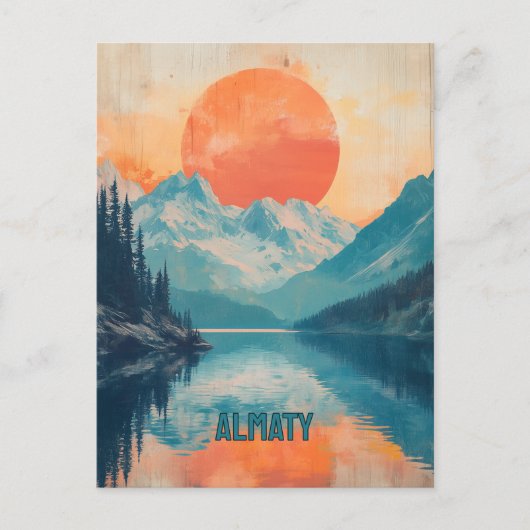 Kaindy Almaty Kazakhstan Retro Travel Postkarte (Vorderseite)