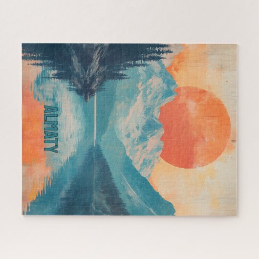 Kaindy Almaty Kazakhstan Retro Travel Puzzle (Horizontal)