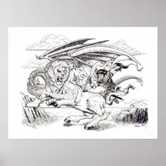 "Kaine and the Chimera" - Illustration Tracy Lesch Poster