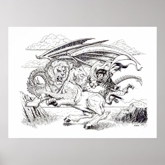 "Kaine and the Chimera" - Illustration Tracy Lesch Poster (Vorne)