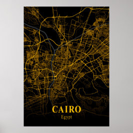 Kairo - Ägypten Gold City Karte Poster
