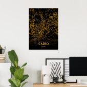 Kairo - Ägypten Gold City Karte Poster (Heimbüro)