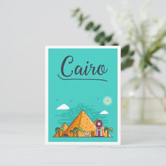 Kairo Ägypten Kunstreise Illustration Postkarte (Stehend Vorderseite)