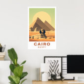Kairo Ägypten Pyramiden & Sphinx Reise Retro Kunst Poster (Heimbüro)